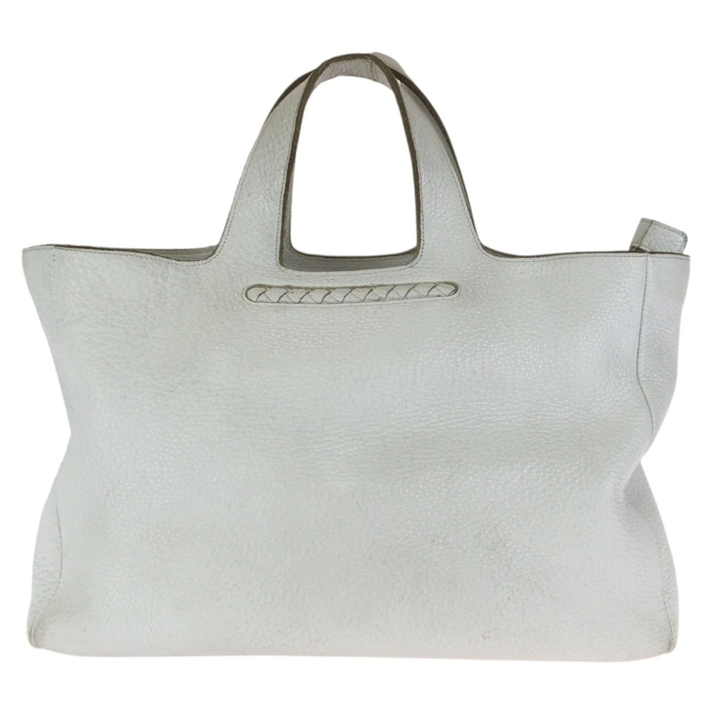 BOTTEGA VENETA White Leather Intrecciato Tote Bag